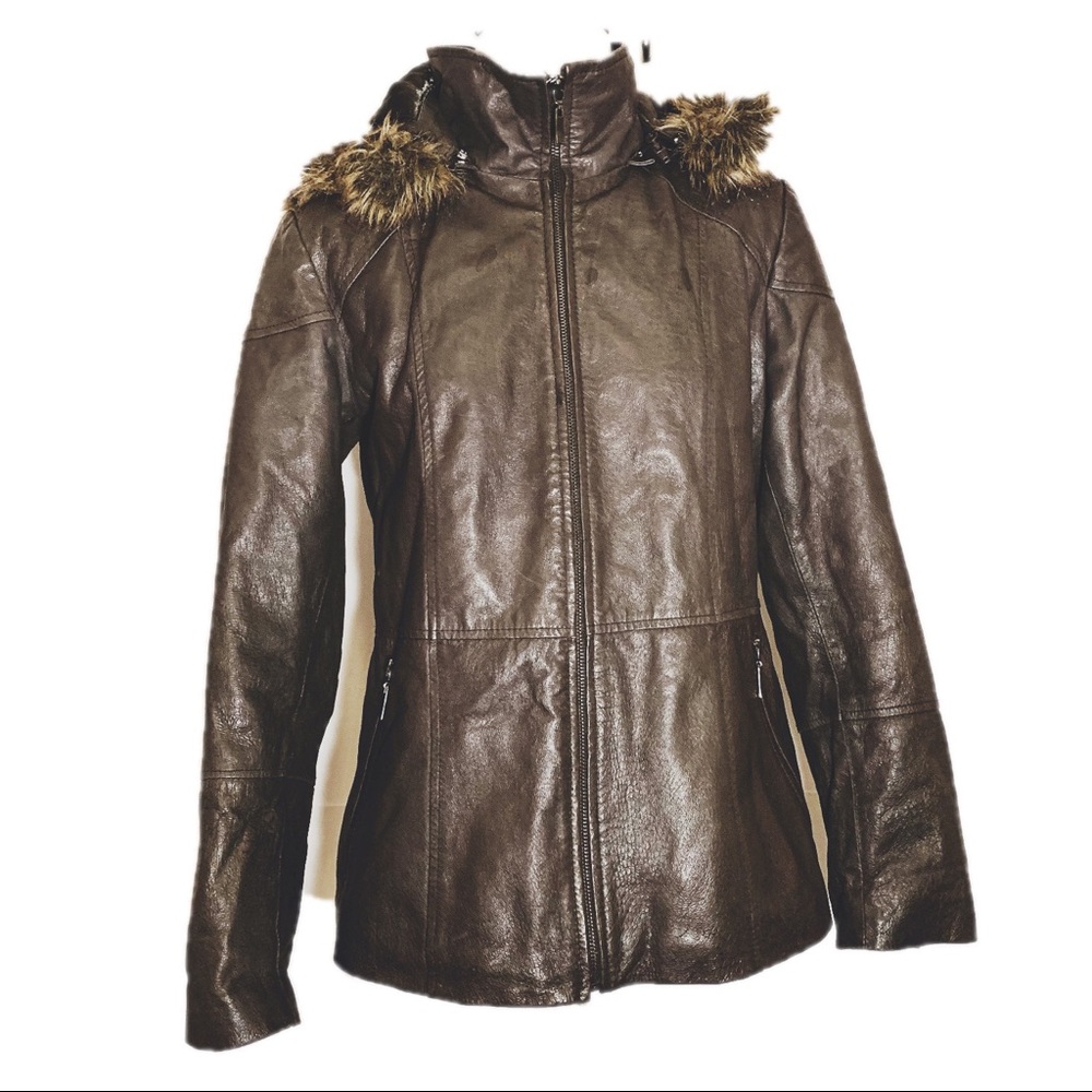 EMC brown 100% leather jacket size S